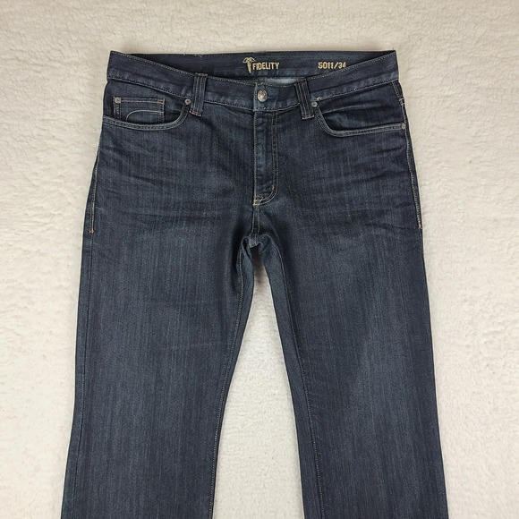 Fidelity Jeans Mens 34x36 Blue 5011/34 Straight Leg M3010T Sabbath Rinse Wash - Picture 2 of 16